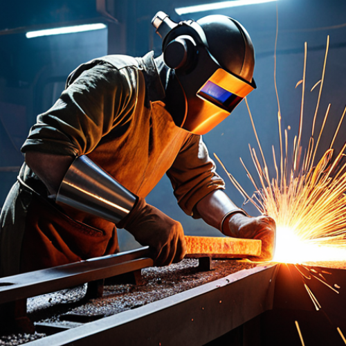 Home 20 A panoramic visual representing the historical evolution and artistry of metal joining. On the left, depict an ancient blacksmith intensely working over a glowing forge, striking red-hot metal with a hammer, surrounded by sparks and the raw power of manual labor. On the right, illustrate a futuristic, sterile environment where a precise robotic arm performs intricate laser welding on a complex, delicate component, bathed in cool, focused light. The image should convey a seamless transition from primordial force to cutting-edge precision, highlighting the "dance between heat, metal, and the welder's hand" across eras, emphasizing the artistry and perfection of the weld.